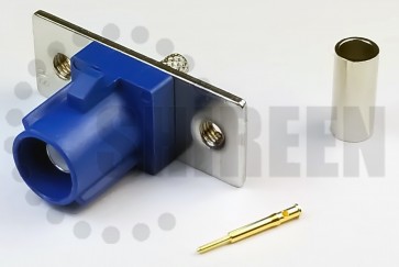 Fakra C (Blue) Plug / Male 2 Hole Flange For RG316 / RG174A-U / LMR100A / RFC100A cables