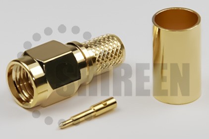 100x SMA Male Plug Straight Crimp for RG58 RG142 RG223 RG400 LMR195 RF Connector