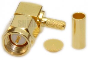SMA Male Right Angle Connector for RG316 / RG174A-U / LMR100A / RFC100A cables