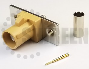 Fakra I (Beige) Plug / Male 2 Hole Flange For RG316 / RG174A-U / LMR100A / RFC100A cables