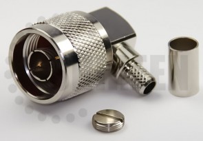 Type N Male Right Angle Connector for RG8x / LMR240 / LMR240UF / RFC240 / RFC240UF cables